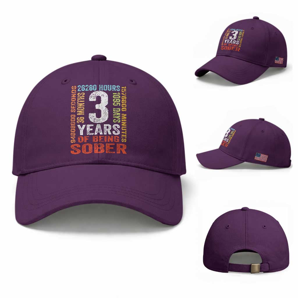 3 Years Of Being Sober Baseball Cap 3 Years Sobriety Anniversary Addiction Recovery