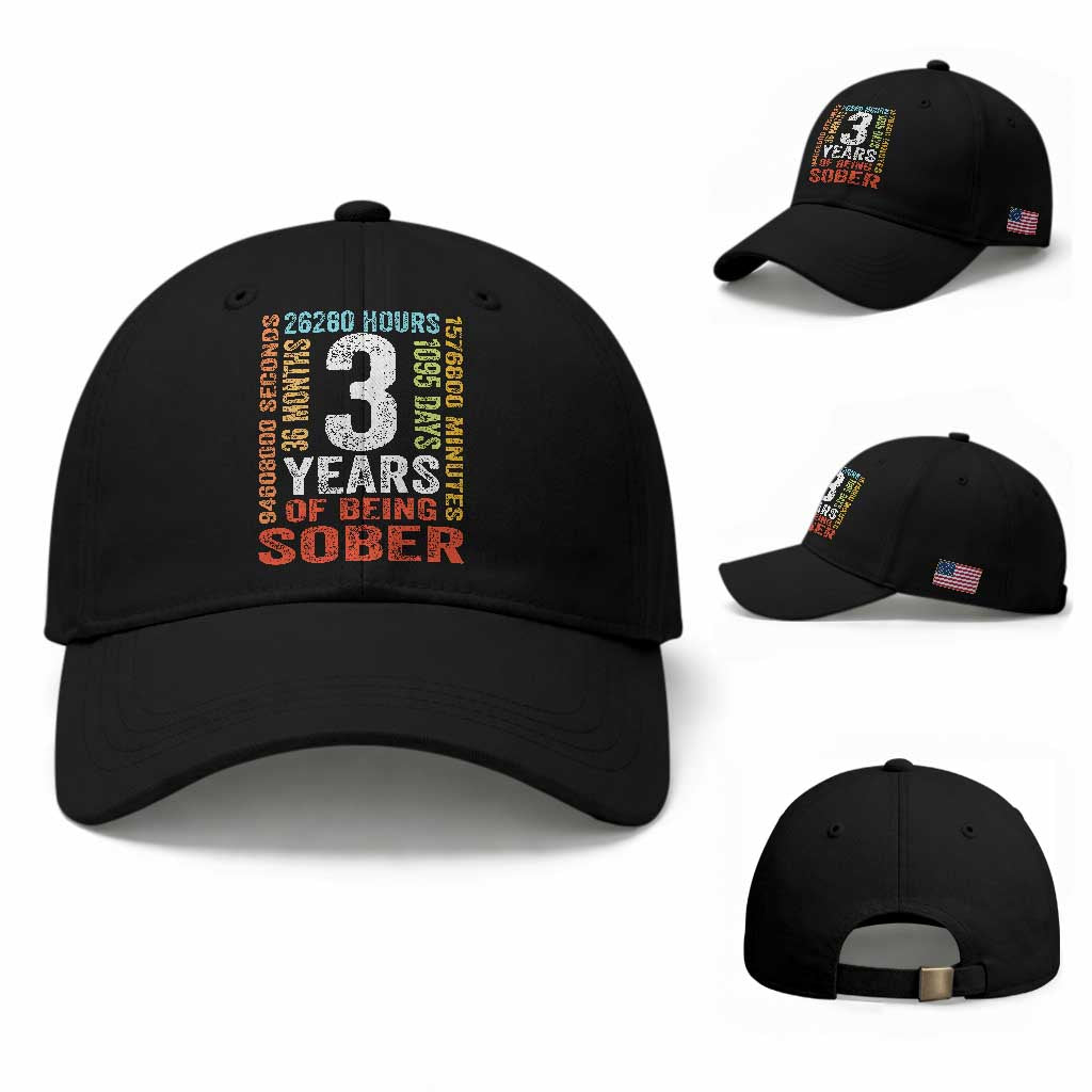 3 Years Of Being Sober Baseball Cap 3 Years Sobriety Anniversary Addiction Recovery