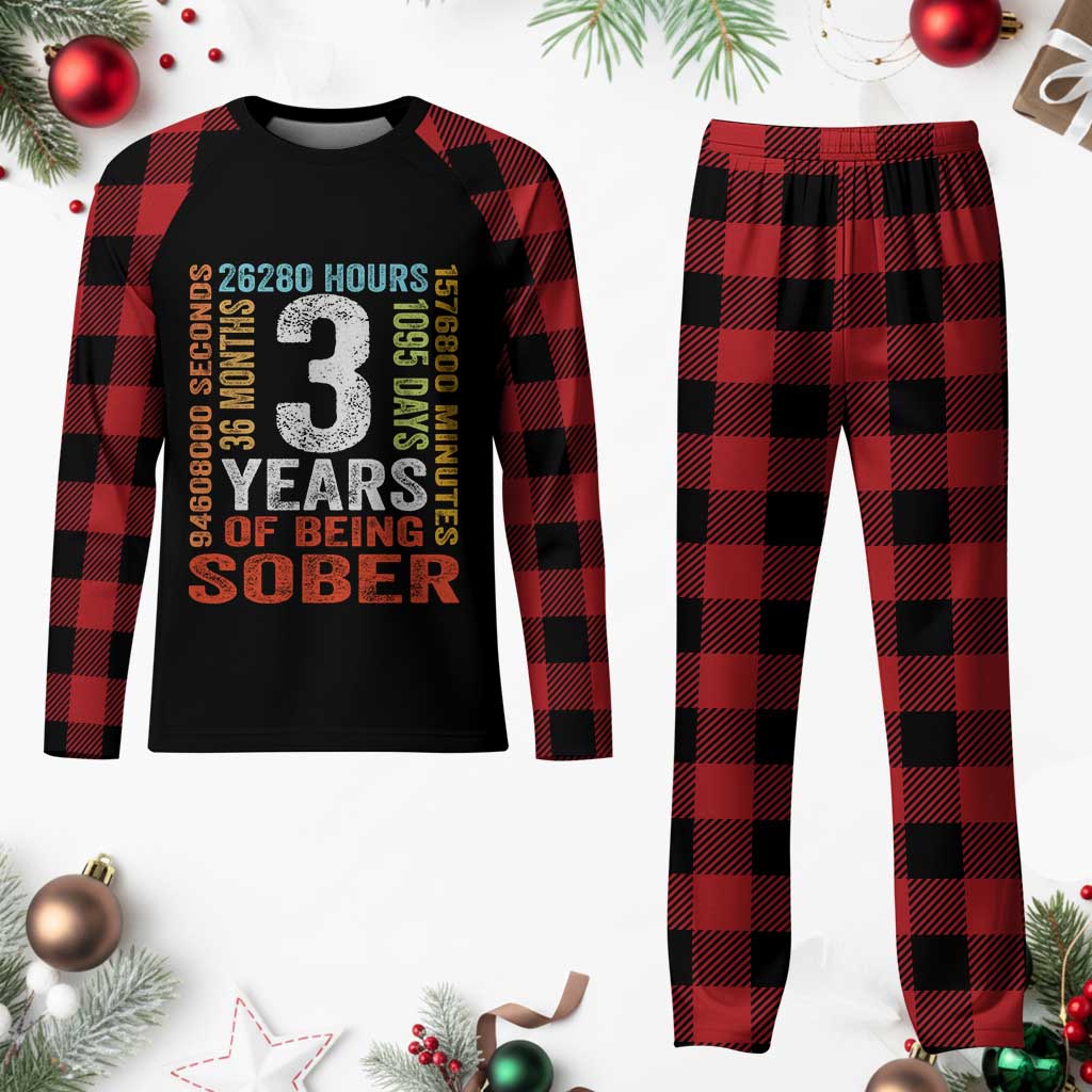 3 Years Of Being Sober Plaid Pajama Set 3 Years Sobriety Anniversary Addiction Recovery