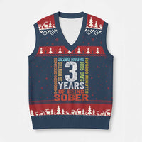 3 Years Of Being Sober V-Neck Knit Sweater Vest 3 Years Sobriety Anniversary Addiction Recovery