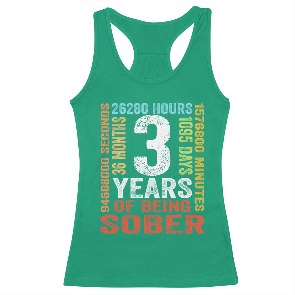 3 Years Of Being Sober Racerback Tank Top 3 Years Sobriety Anniversary Addiction Recovery