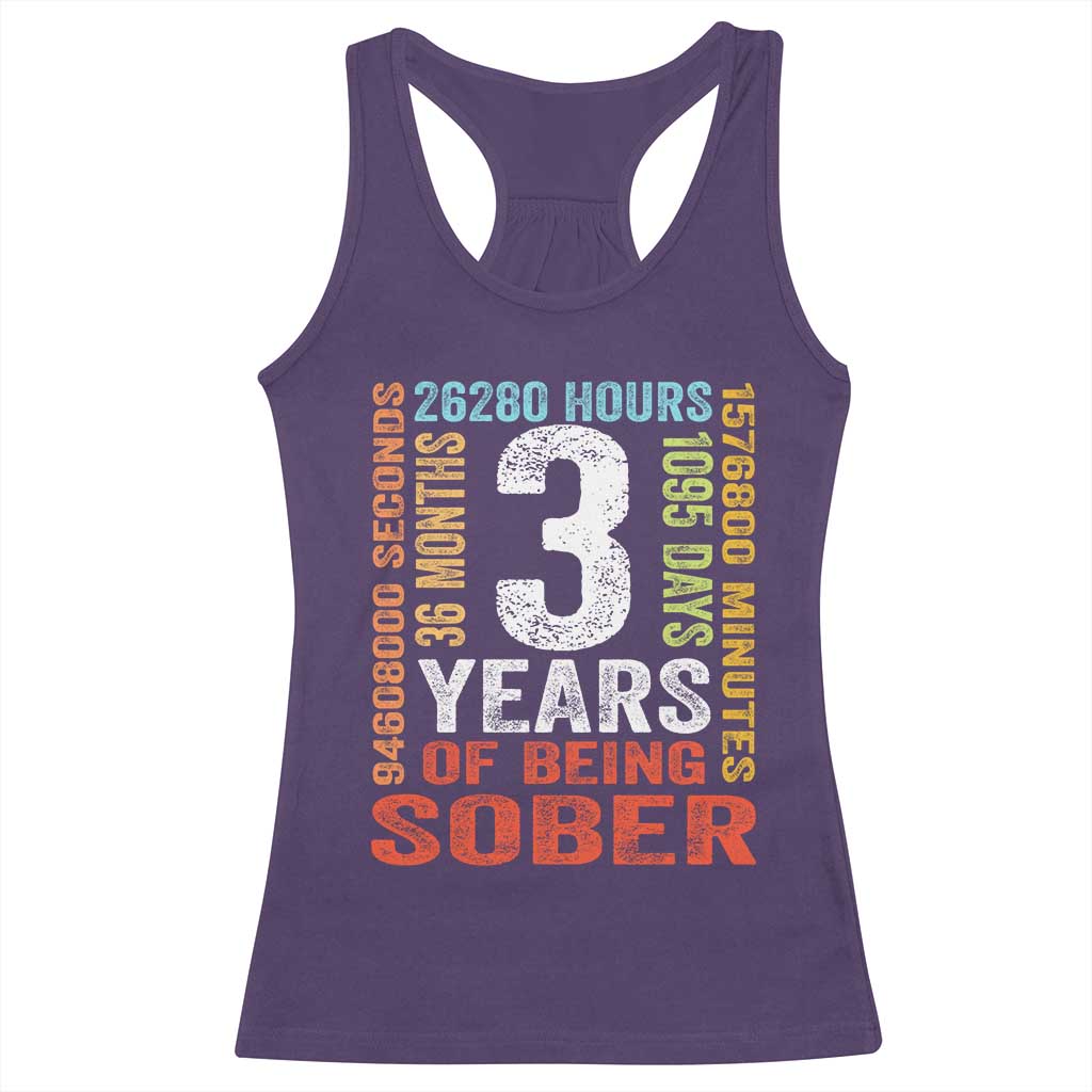 3 Years Of Being Sober Racerback Tank Top 3 Years Sobriety Anniversary Addiction Recovery