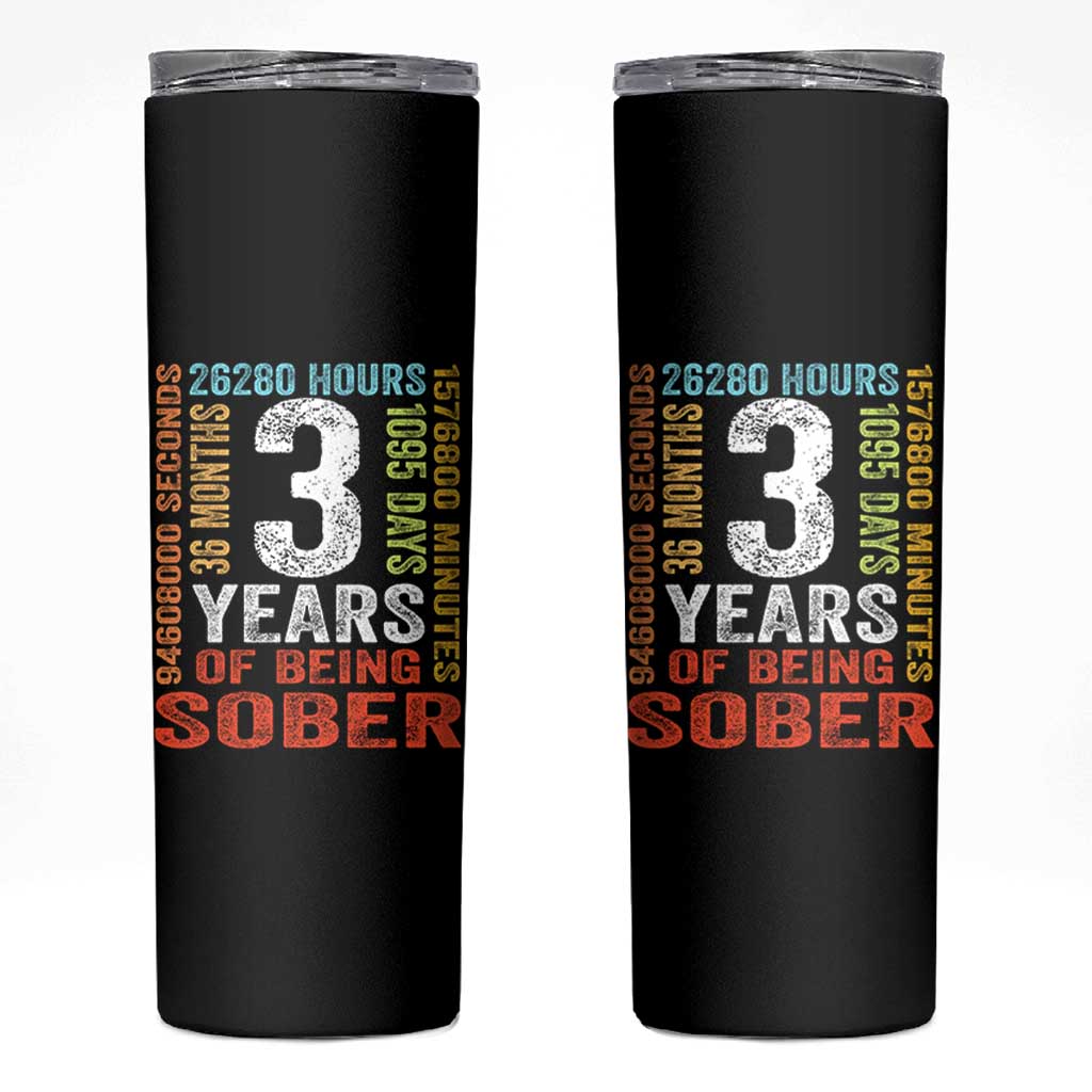 3 Years Of Being Sober Skinny Tumbler 3 Years Sobriety Anniversary Addiction Recovery