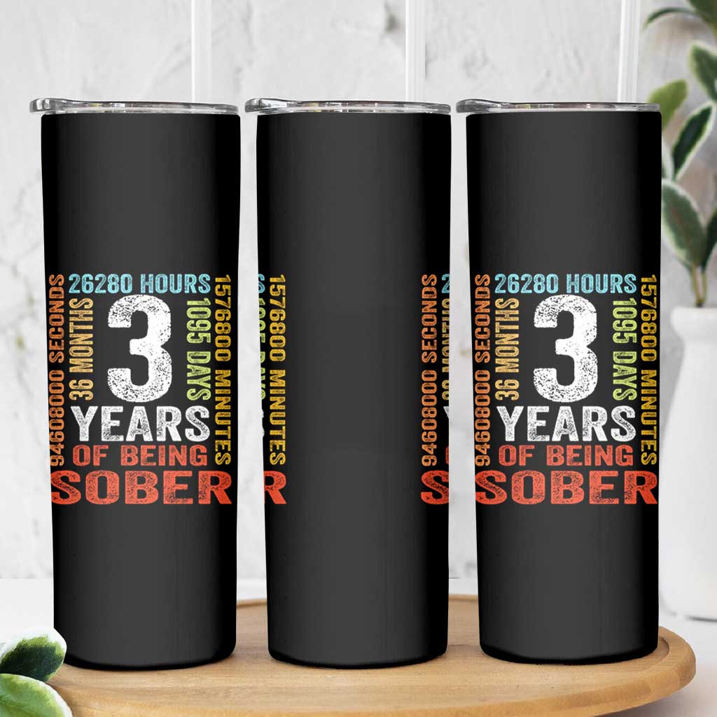 3 Years Of Being Sober Skinny Tumbler 3 Years Sobriety Anniversary Addiction Recovery