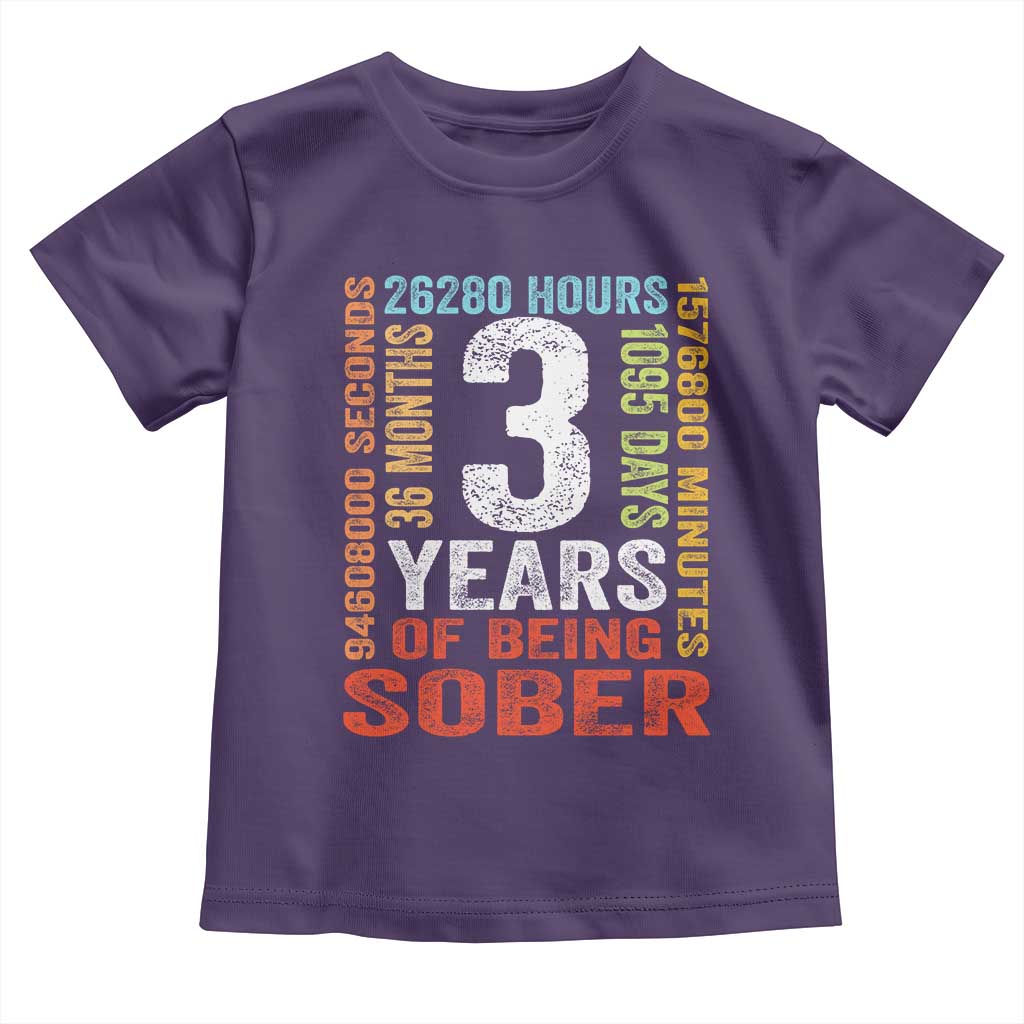 3 Years Of Being Sober Toddler T Shirt 3 Years Sobriety Anniversary Addiction Recovery