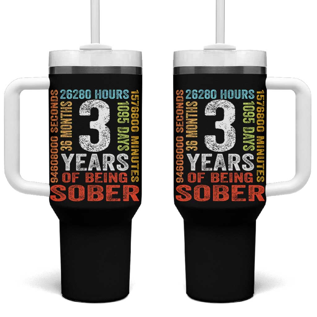 3 Years Of Being Sober Tumbler With Handle 3 Years Sobriety Anniversary Addiction Recovery