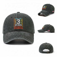 3 Years Of Being Sober Washed Cotton Baseball Cap 3 Years Sobriety Anniversary Addiction Recovery