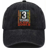 3 Years Of Being Sober Washed Cotton Baseball Cap 3 Years Sobriety Anniversary Addiction Recovery
