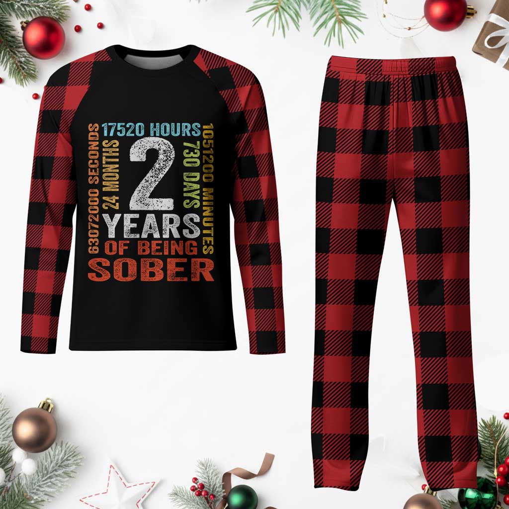 2 Years Of Being Sober Plaid Pajama Set 2 Years Sobriety Anniversary Addiction Recovery