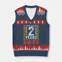 2 Years Of Being Sober V-Neck Knit Sweater Vest 2 Years Sobriety Anniversary Addiction Recovery