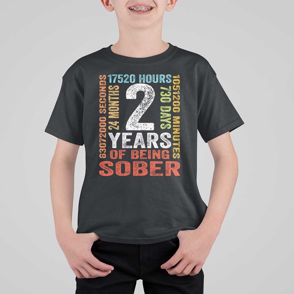 2 Years Of Being Sober T Shirt For Kid 2 Years Sobriety Anniversary Addiction Recovery