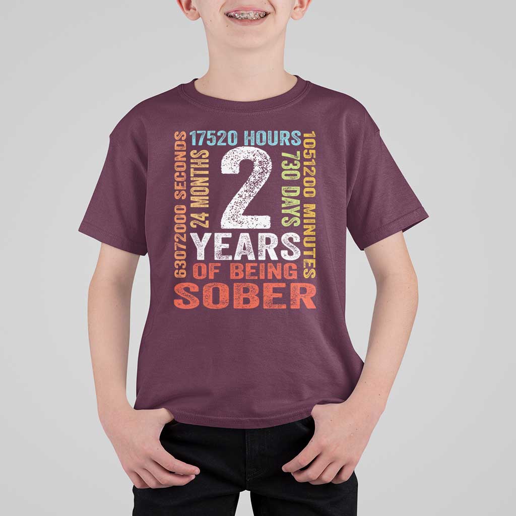 2 Years Of Being Sober T Shirt For Kid 2 Years Sobriety Anniversary Addiction Recovery