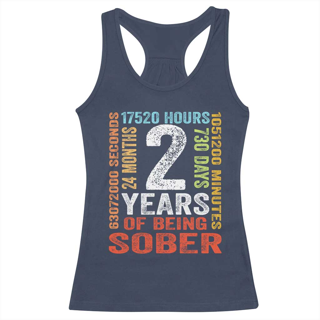2 Years Of Being Sober Racerback Tank Top 2 Years Sobriety Anniversary Addiction Recovery