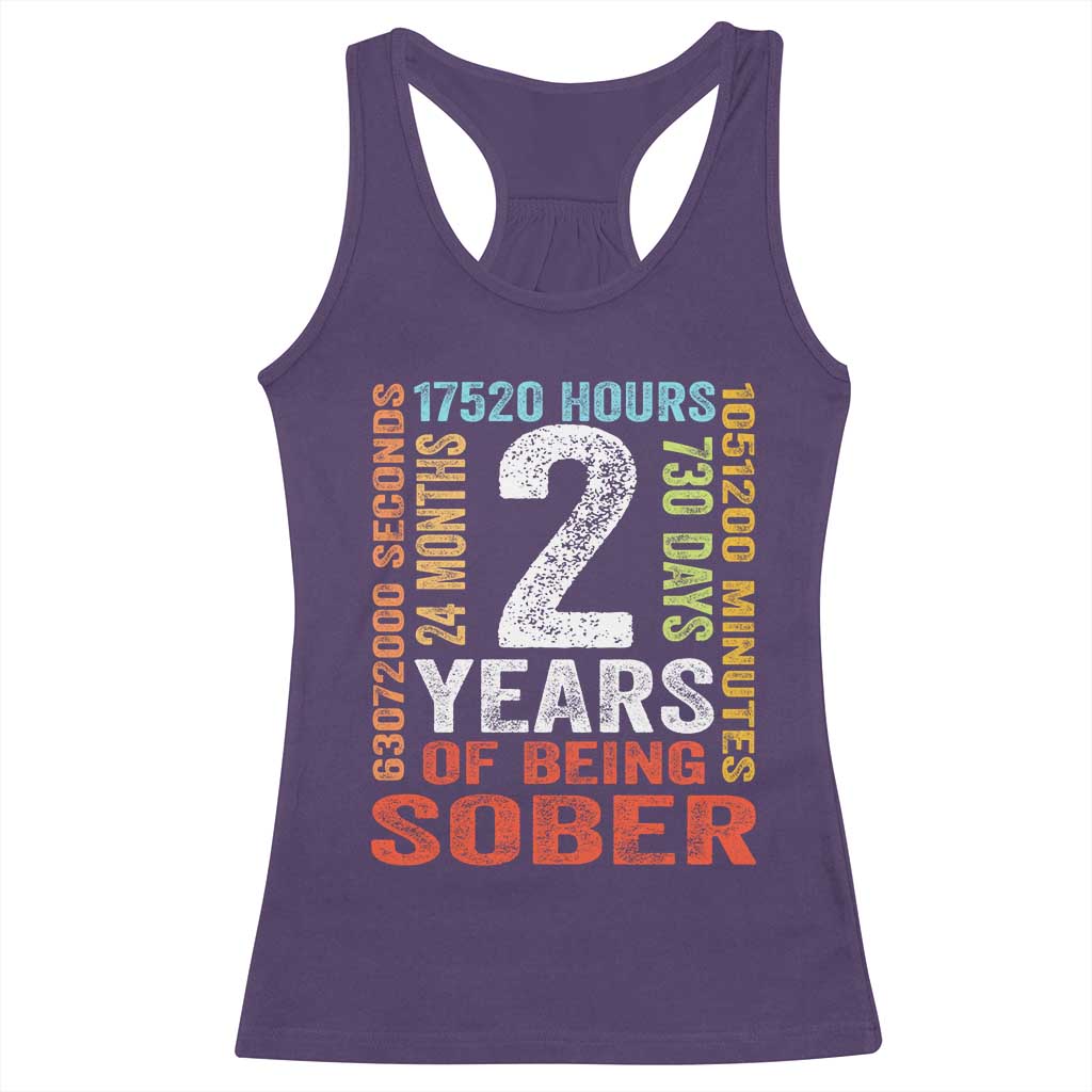 2 Years Of Being Sober Racerback Tank Top 2 Years Sobriety Anniversary Addiction Recovery