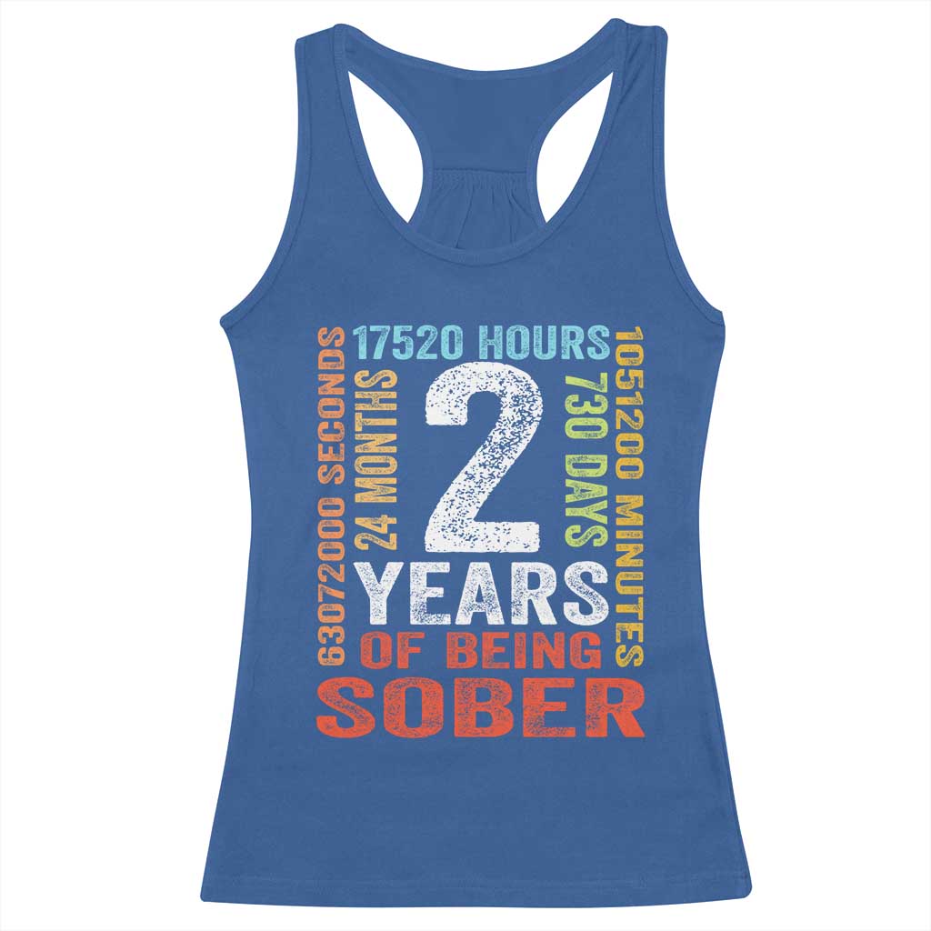 2 Years Of Being Sober Racerback Tank Top 2 Years Sobriety Anniversary Addiction Recovery