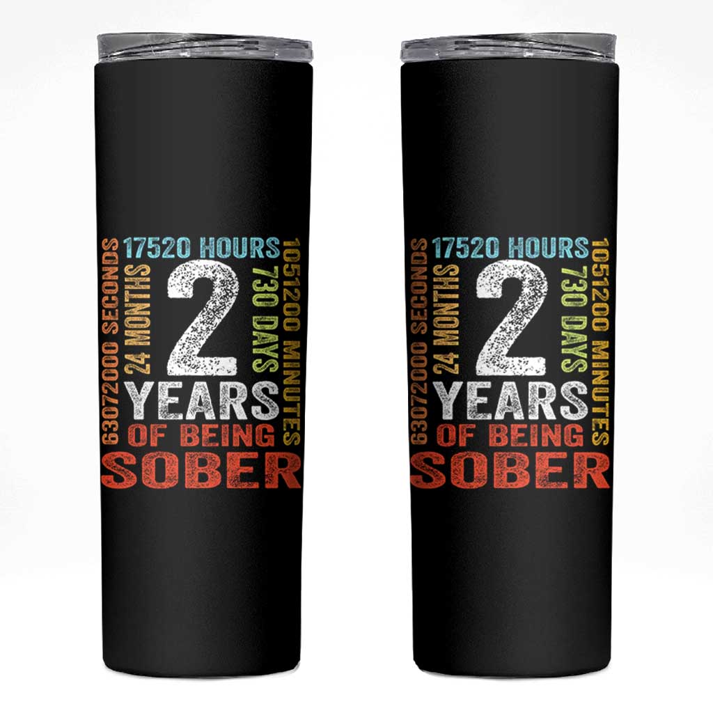 2 Years Of Being Sober Skinny Tumbler 2 Years Sobriety Anniversary Addiction Recovery