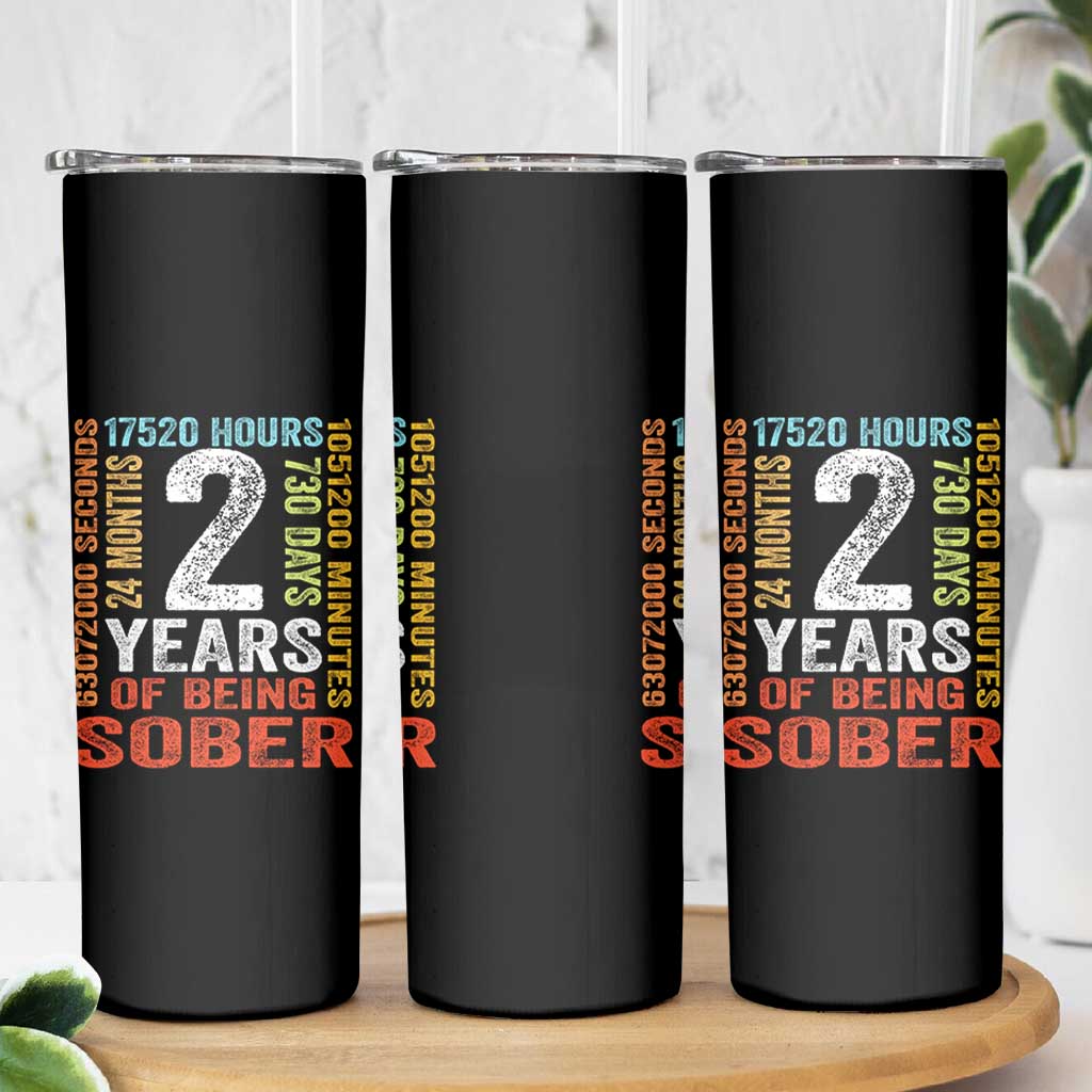 2 Years Of Being Sober Skinny Tumbler 2 Years Sobriety Anniversary Addiction Recovery