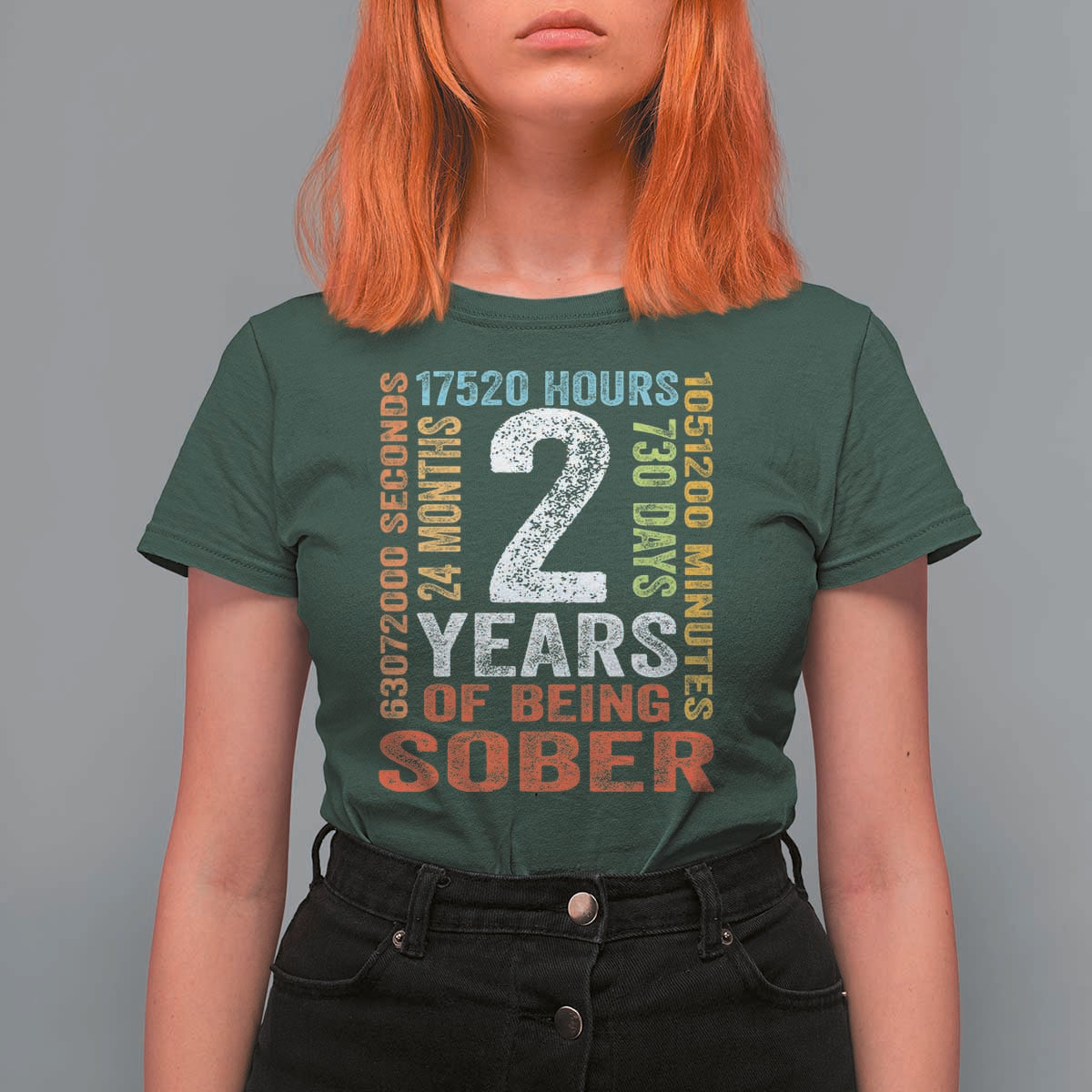 2 Years Of Being Sober T Shirt For Women 2 Years Sobriety Anniversary Addiction Recovery