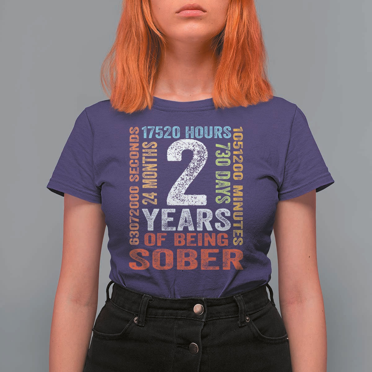 2 Years Of Being Sober T Shirt For Women 2 Years Sobriety Anniversary Addiction Recovery