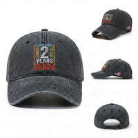 2 Years Of Being Sober Washed Cotton Baseball Cap 2 Years Sobriety Anniversary Addiction Recovery