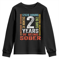 2 Years Of Being Sober Youth Sweatshirt 2 Years Sobriety Anniversary Addiction Recovery