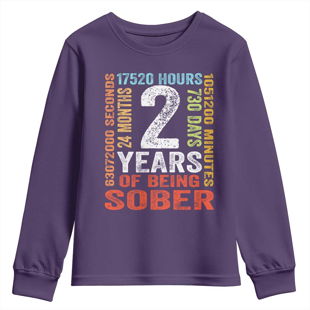 2 Years Of Being Sober Youth Sweatshirt 2 Years Sobriety Anniversary Addiction Recovery