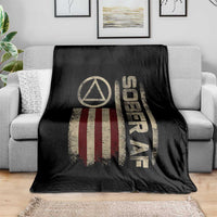 Sober AF Throw Blanket Alcoholism Addiction Recovery Rehabilitation Vintage American Flag