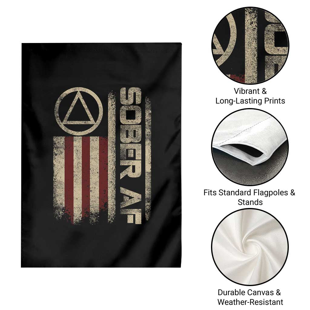 Sober AF Garden Flag Alcoholism Addiction Recovery Rehabilitation Vintage American Flag