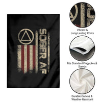 Sober AF Garden Flag Alcoholism Addiction Recovery Rehabilitation Vintage American Flag