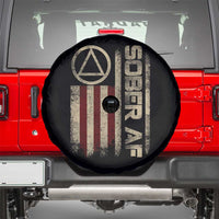 Sober AF Spare Tire Cover Alcoholism Addiction Recovery Rehabilitation Vintage American Flag