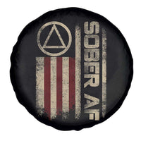Sober AF Spare Tire Cover Alcoholism Addiction Recovery Rehabilitation Vintage American Flag