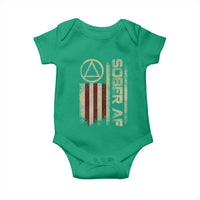 Sober AF Baby Onesie Alcoholism Addiction Recovery Rehabilitation Vintage American Flag
