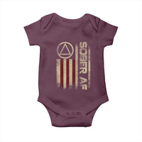 Sober AF Baby Onesie Alcoholism Addiction Recovery Rehabilitation Vintage American Flag