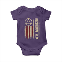 Sober AF Baby Onesie Alcoholism Addiction Recovery Rehabilitation Vintage American Flag