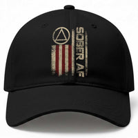 Sober AF Baseball Cap Alcoholism Addiction Recovery Rehabilitation Vintage American Flag