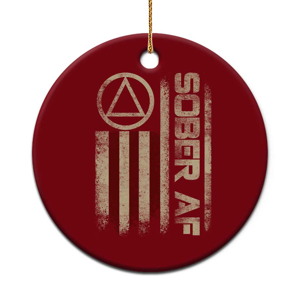 Sober AF Ceramic Ornament Alcoholism Addiction Recovery Rehabilitation Vintage American Flag