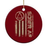 Sober AF Ceramic Ornament Alcoholism Addiction Recovery Rehabilitation Vintage American Flag