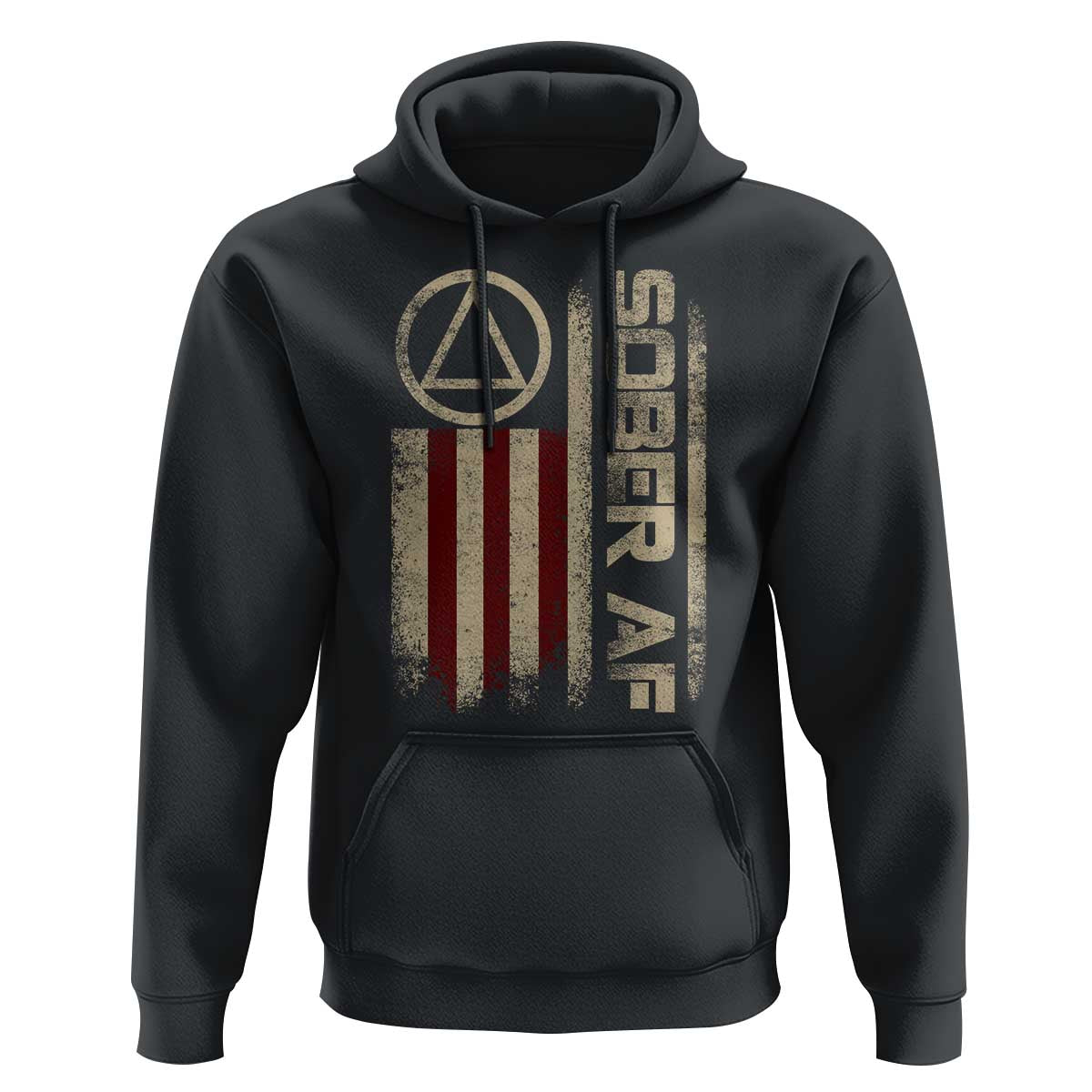 Sober AF Hoodie Alcoholism Addiction Recovery Rehabilitation Vintage American Flag