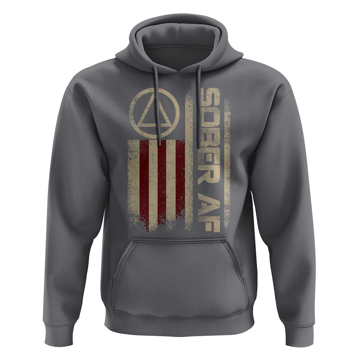 Sober AF Hoodie Alcoholism Addiction Recovery Rehabilitation Vintage American Flag
