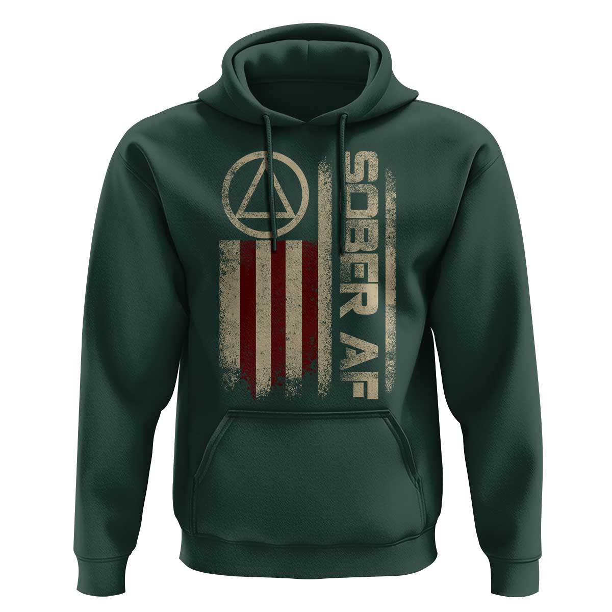 Sober AF Hoodie Alcoholism Addiction Recovery Rehabilitation Vintage American Flag