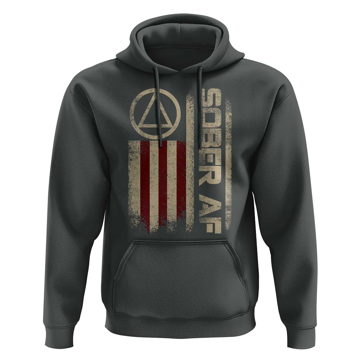 Sober AF Hoodie Alcoholism Addiction Recovery Rehabilitation Vintage American Flag