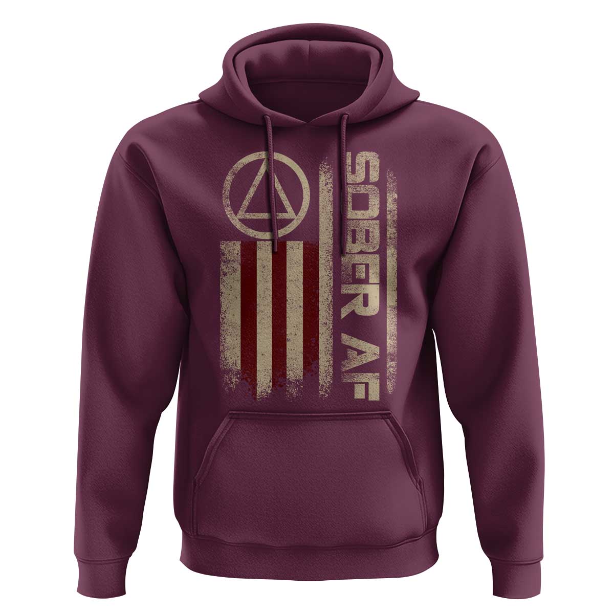 Sober AF Hoodie Alcoholism Addiction Recovery Rehabilitation Vintage American Flag