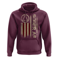 Sober AF Hoodie Alcoholism Addiction Recovery Rehabilitation Vintage American Flag
