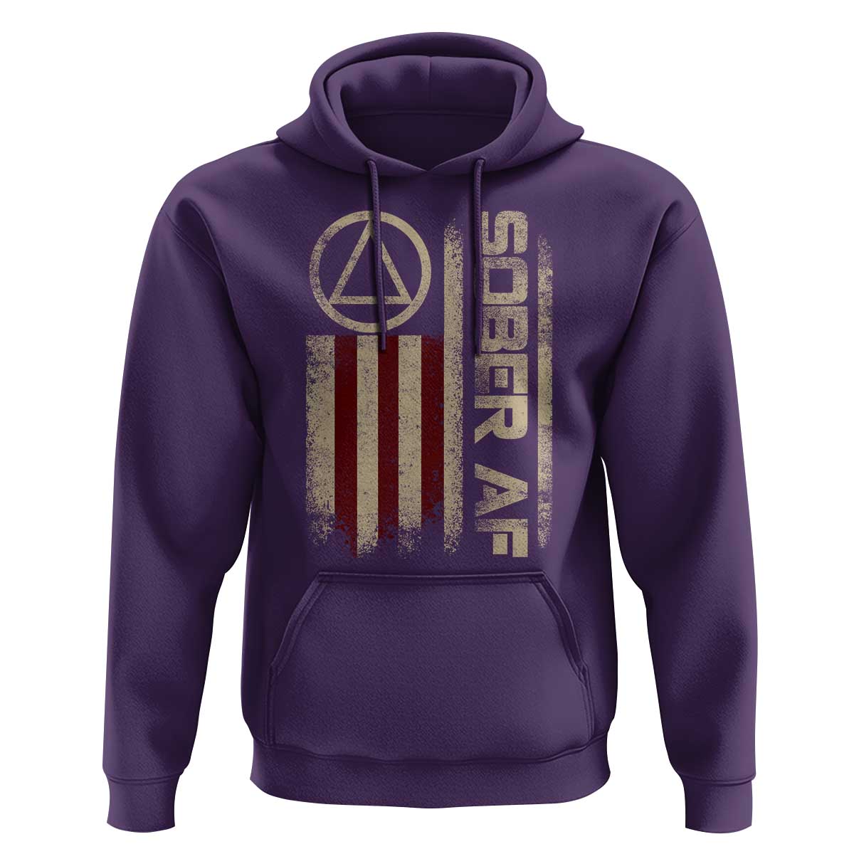 Sober AF Hoodie Alcoholism Addiction Recovery Rehabilitation Vintage American Flag