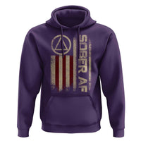 Sober AF Hoodie Alcoholism Addiction Recovery Rehabilitation Vintage American Flag