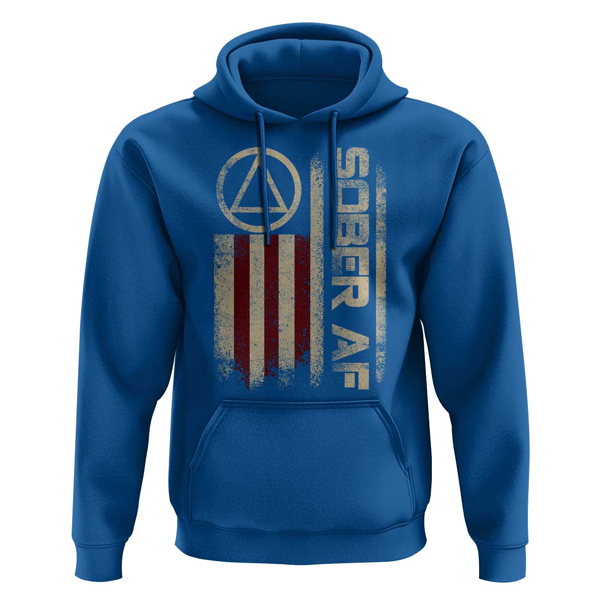 Sober AF Hoodie Alcoholism Addiction Recovery Rehabilitation Vintage American Flag