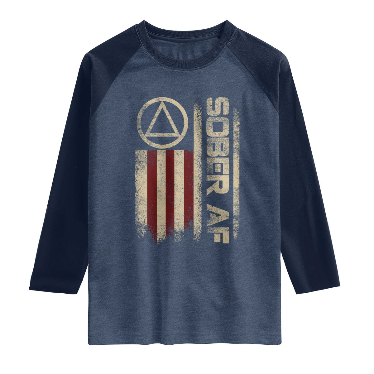 Sober AF Raglan Shirt Alcoholism Addiction Recovery Rehabilitation Vintage American Flag