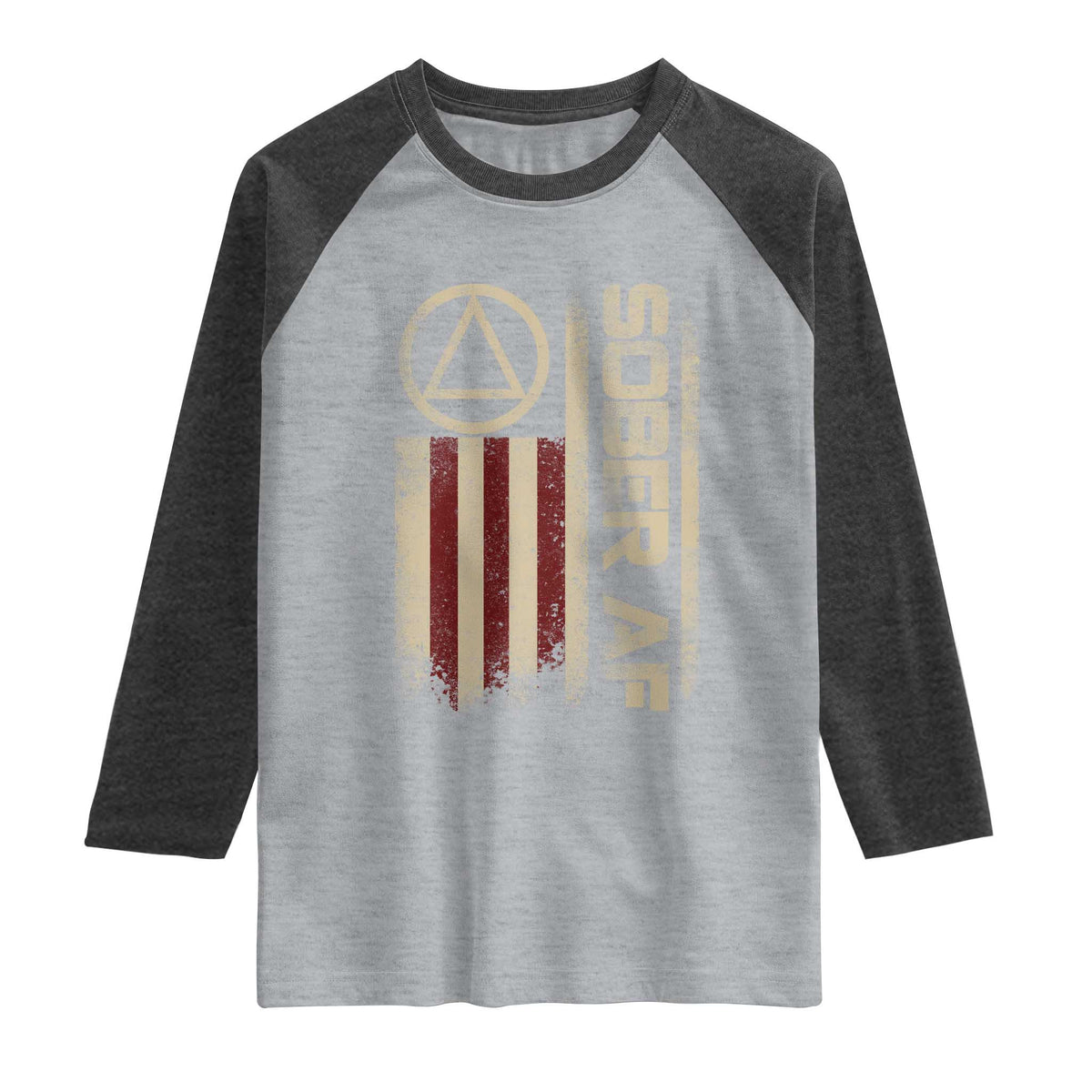 Sober AF Raglan Shirt Alcoholism Addiction Recovery Rehabilitation Vintage American Flag