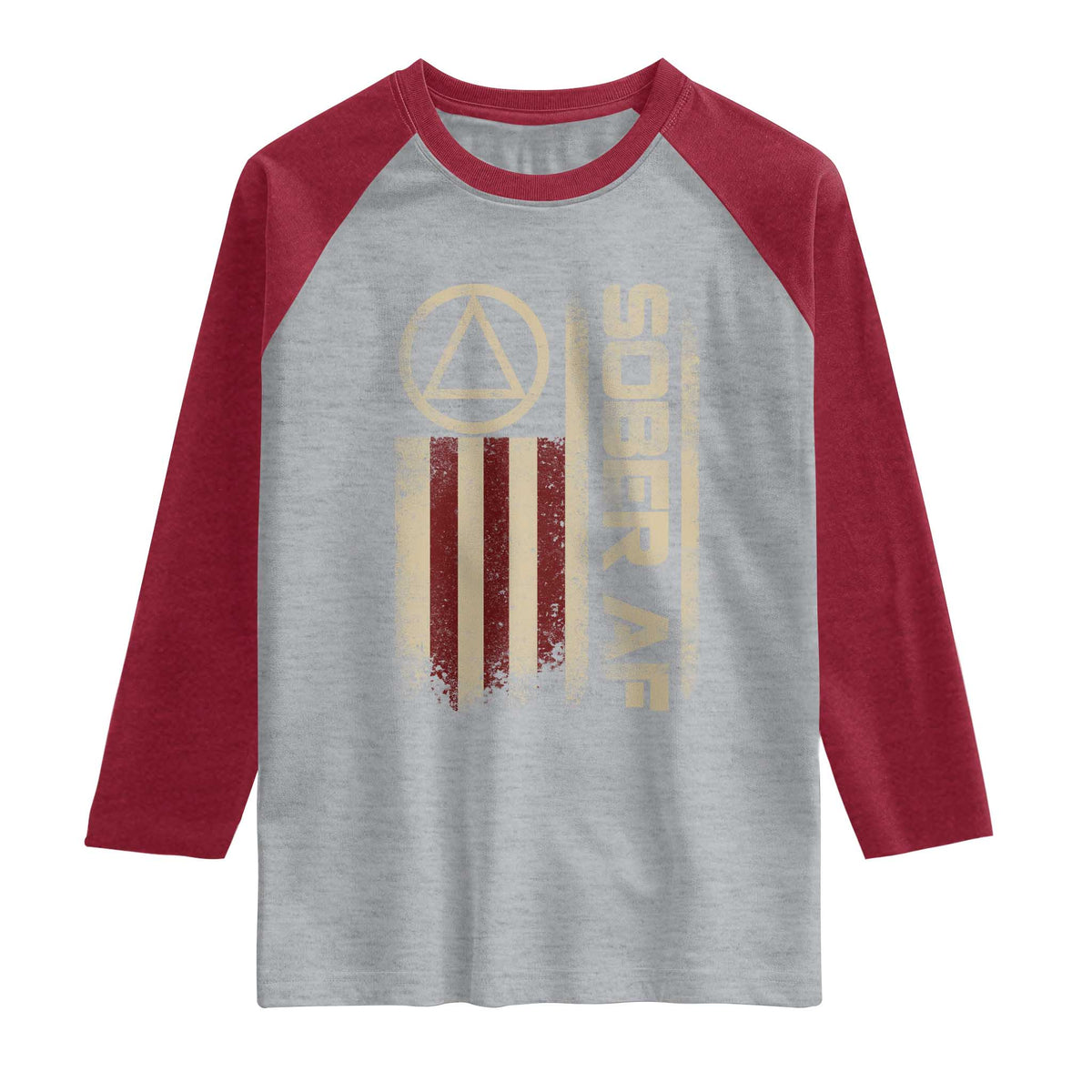 Sober AF Raglan Shirt Alcoholism Addiction Recovery Rehabilitation Vintage American Flag