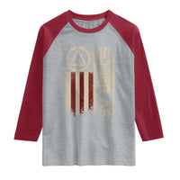 Sober AF Raglan Shirt Alcoholism Addiction Recovery Rehabilitation Vintage American Flag